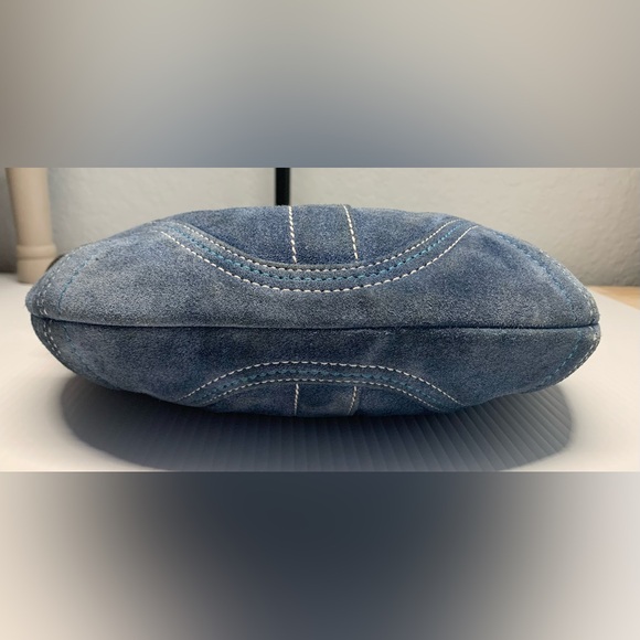 Coach SoHo Hobo Shoulder Bag Blue Suede w/fringe tassel Vintage 2005 style #8A14 - Picture 8 of 14